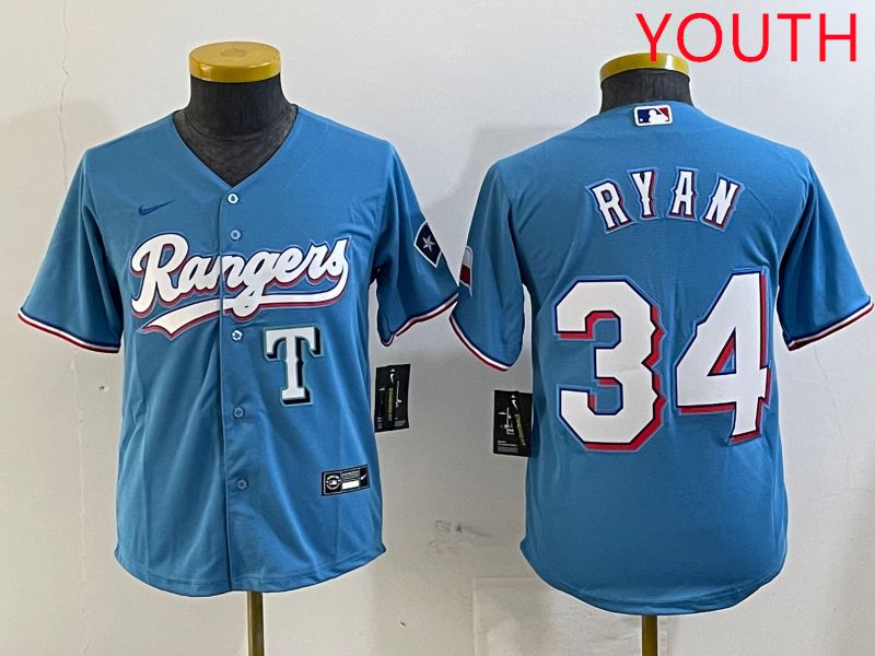 Youth Texas Rangers 34 Ryan Light Blue Game 2025 Nike MLB Jersey style 5